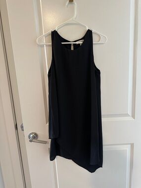Monteau Black Sleeveless Asymmetrical Shift Dress